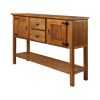 Solid Wood Farmhouse Sofa Table Cabinet with Storage Drawers in Rustic Taupe