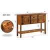 Solid Wood Farmhouse Sofa Table Cabinet with Storage Drawers in Rustic Taupe
