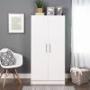 Bedroom Armoire Wardrobe Cabinet with Hanging Rail Wood Finish