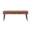 Mid-Century Modern End of Bed Bench with Leather Seat and Tapered Legs