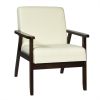 Retro Wide Accent Chair with Espresso Wood Frame