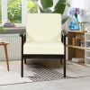 Retro Wide Accent Chair with Espresso Wood Frame