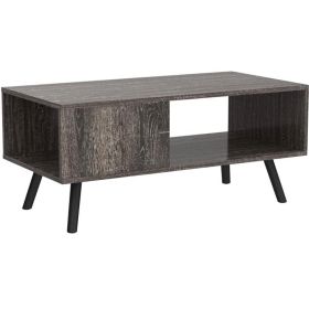 Modern Mid-Century Coffee Table with Storage Shelf (Color: Rustic Black)
