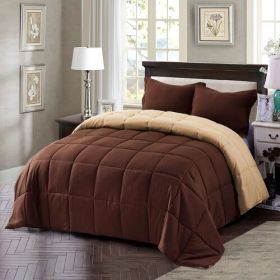 Traditional Microfiber Reversible 3 Piece Comforter Set (Color: Brown)
