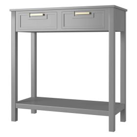 Modern Entryway Accent 2 Drawer Sofa Side Table (Color: Grey)