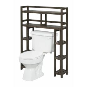 Solid Wood Over the Toilet Bathroom Storage Unit (Color: Dark Brown)