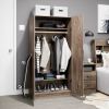 Bedroom Armoire Wardrobe Cabinet with Hanging Rail Wood Finish