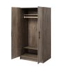 Bedroom Armoire Wardrobe Cabinet with Hanging Rail Wood Finish