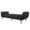 Linen Upholstered Futon Sofa Bed with Mid-Century Style Wooden Legs