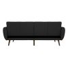 Linen Upholstered Futon Sofa Bed with Mid-Century Style Wooden Legs