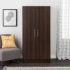 Bedroom Armoire Wardrobe Cabinet with Hanging Rail Wood Finish