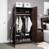 Bedroom Armoire Wardrobe Cabinet with Hanging Rail Wood Finish