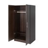 Bedroom Armoire Wardrobe Cabinet with Hanging Rail Wood Finish