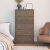 Modern 5-Drawer Bedroom Chest Dresser in Rustic Wood Finish