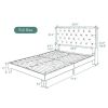 Faux Leather Upholstered Platform Bed with Button-Tufted Headboard