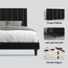 Velvet Upholstered Platform Bed Frame with Headboard