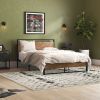 Modern Industrial Metal Platform Bed Frame with Wood Headboard Footboard