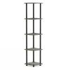 5-Shelf Modern Corner Bookcase Wood Finish