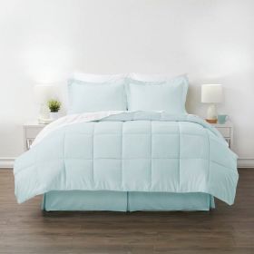 Aqua Blue Microfiber Reversible Bed-in-a-Bag Comforter Set (size: Full)