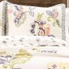 3 Piece Floral Boho Cotton Off-White Navy Pastel Quilt Set