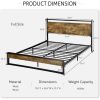 Metal Wood Platform Bed Frame with Industrial Headboard