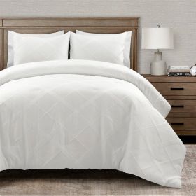 White Diamond Jacquard 3 PCS Comforter Set (size: Full/Queen)