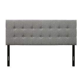 Modern Classic Style Button-Tufted Headboard with Upholstered Fabric (Color: Grey, size: Full)