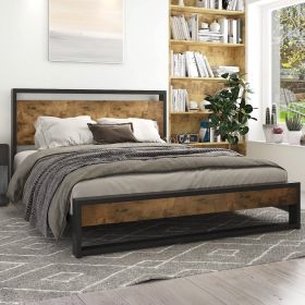 Modern Farmhouse Platform Bed Frame with Wood Panel Headboard Footboard (size: Full)