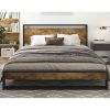 Modern Farmhouse Platform Bed Frame with Wood Panel Headboard Footboard