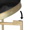 Gold Finish Metal Round Nightstand End Table with Removable Tray Top