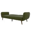 Linen Upholstered Futon Sofa Bed with Mid-Century Style Wooden Legs