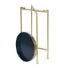 Gold Finish Metal Round Nightstand End Table with Removable Tray Top