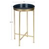 Gold Finish Metal Round Nightstand End Table with Removable Tray Top