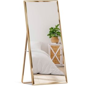 Large Full Length Leaning Wall or Hanging Mirror (Color: Gold)