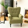 Retro Tufted Polyester Accent Chair with Stylish Espresso Wood Legs