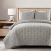 Hexagon Pattern Lightweight Grey Textured Cotton 3 Piece Quilt Set