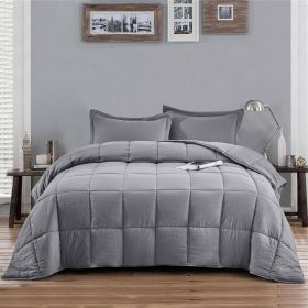 Traditional Microfiber Reversible 3 Piece Comforter Set (Color: Grey)