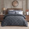 All Season Pleated Hypoallergenic Microfiber Reversible 3 Piece Comforter Set