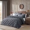 All Season Pleated Hypoallergenic Microfiber Reversible 3 Piece Comforter Set