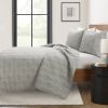 Hexagon Pattern Lightweight Grey Textured Cotton 3 Piece Quilt Set
