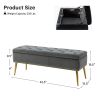 Mid-Century Modern End of Bed Storage Bench with Velvet Seat and Gold Legs