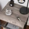 Modern Industrial End Table/Nightstand in Black Metal with Wood Top
