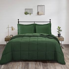 Microfiber Reversible Comforter Set (Color: Green, size: Queen)