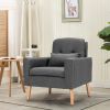Linen Mid-Century Modern Living Room Accent Chair with Pillow