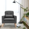 Linen Mid-Century Modern Living Room Accent Chair with Pillow