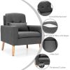 Linen Mid-Century Modern Living Room Accent Chair with Pillow