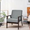 Retro Wide Accent Chair with Espresso Wood Frame