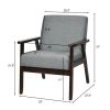 Retro Wide Accent Chair with Espresso Wood Frame