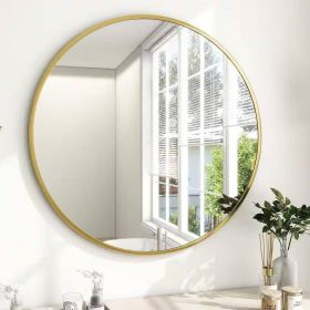 Circular Bathroom Wall Mirror (Color: Gold, size: 24-Inch)