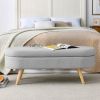Mid-Century Modern Boho Style Linen Bedroom Storage Bed Bench